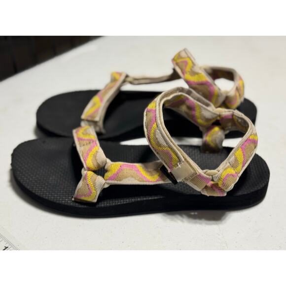 Teva Women's Original Universal Sandal Pink Yellow Tan Size 9 - Picture 2 of 9